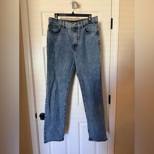 PrettyLittleThing Light Blue Straight Leg Distressed Jeans